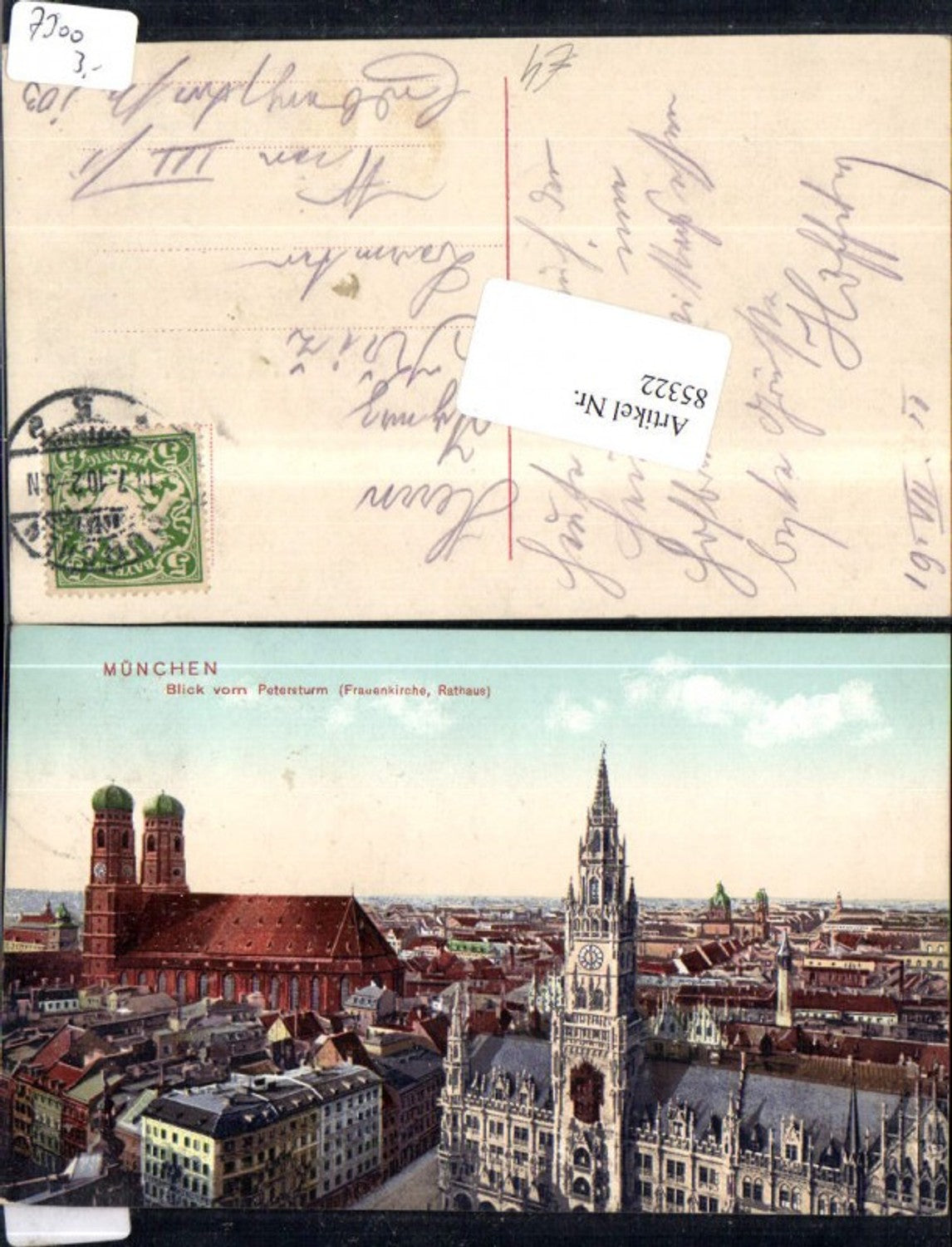 85322,München Blick v. Petersturm Frauenkirche Rathaus