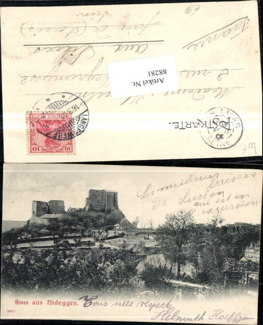 88281,Gruss aus Nideggen Ansicht Burg 1906
