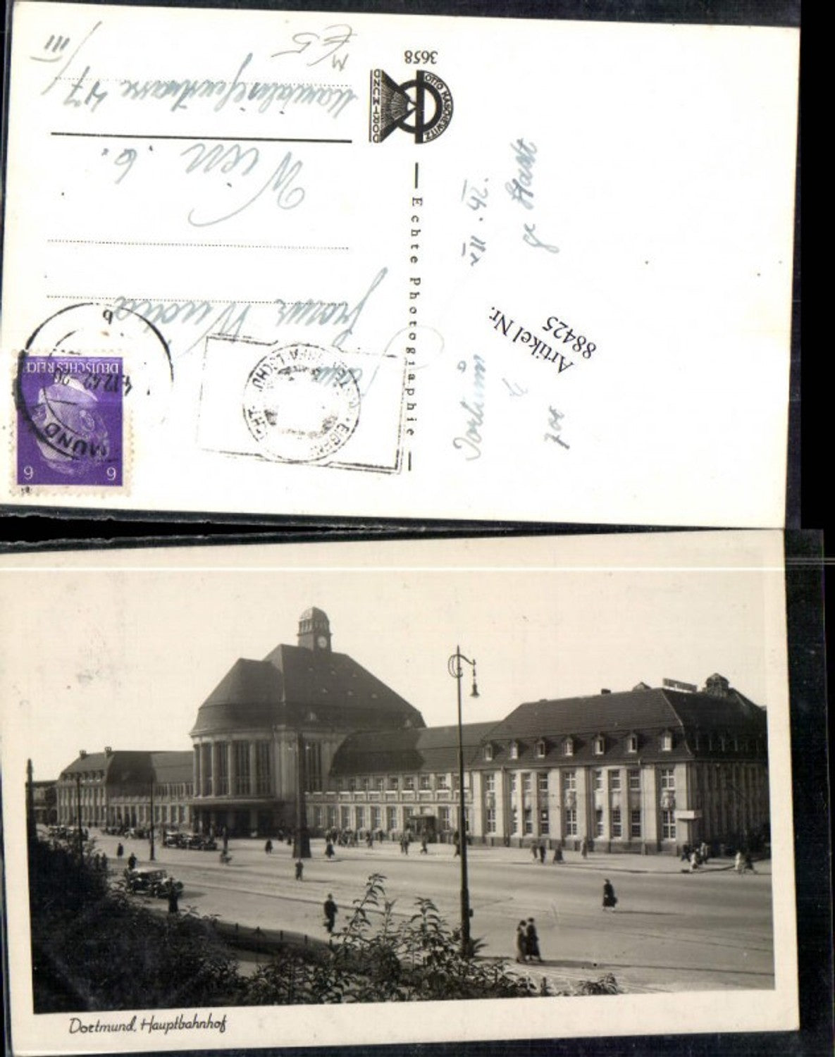 88425,Dortmund Hauptbahnhof Strassenansicht Automobile 1942