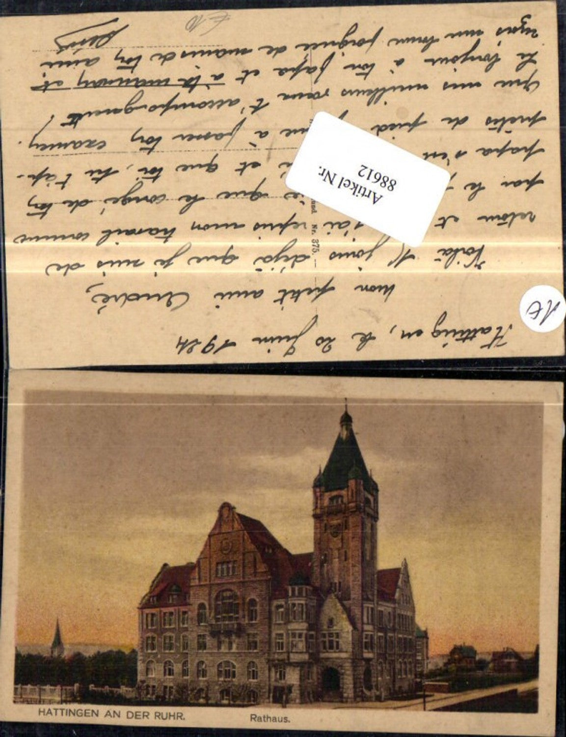 88612,Hattingen a. d. Ruhr Rathaus Frontansicht 1924