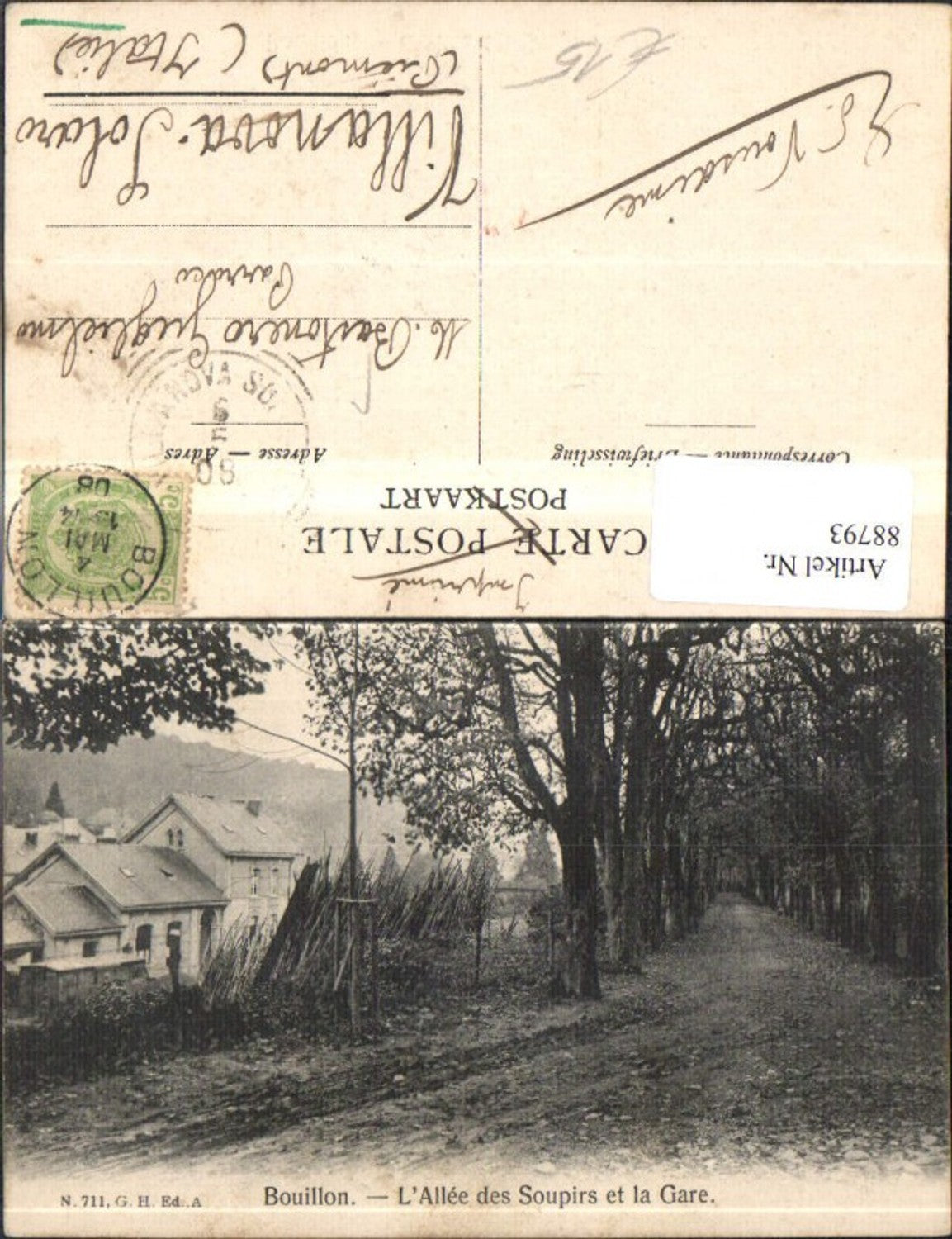 88793,Bouillon L´Allée des Soupirs et la Gare Wegansicht 1908