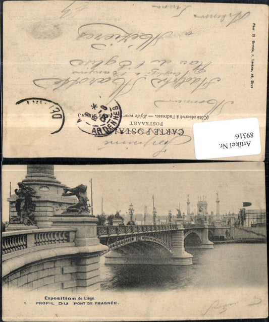 89316,Liege Ansicht Pont de Fragnée Brücke 1905
