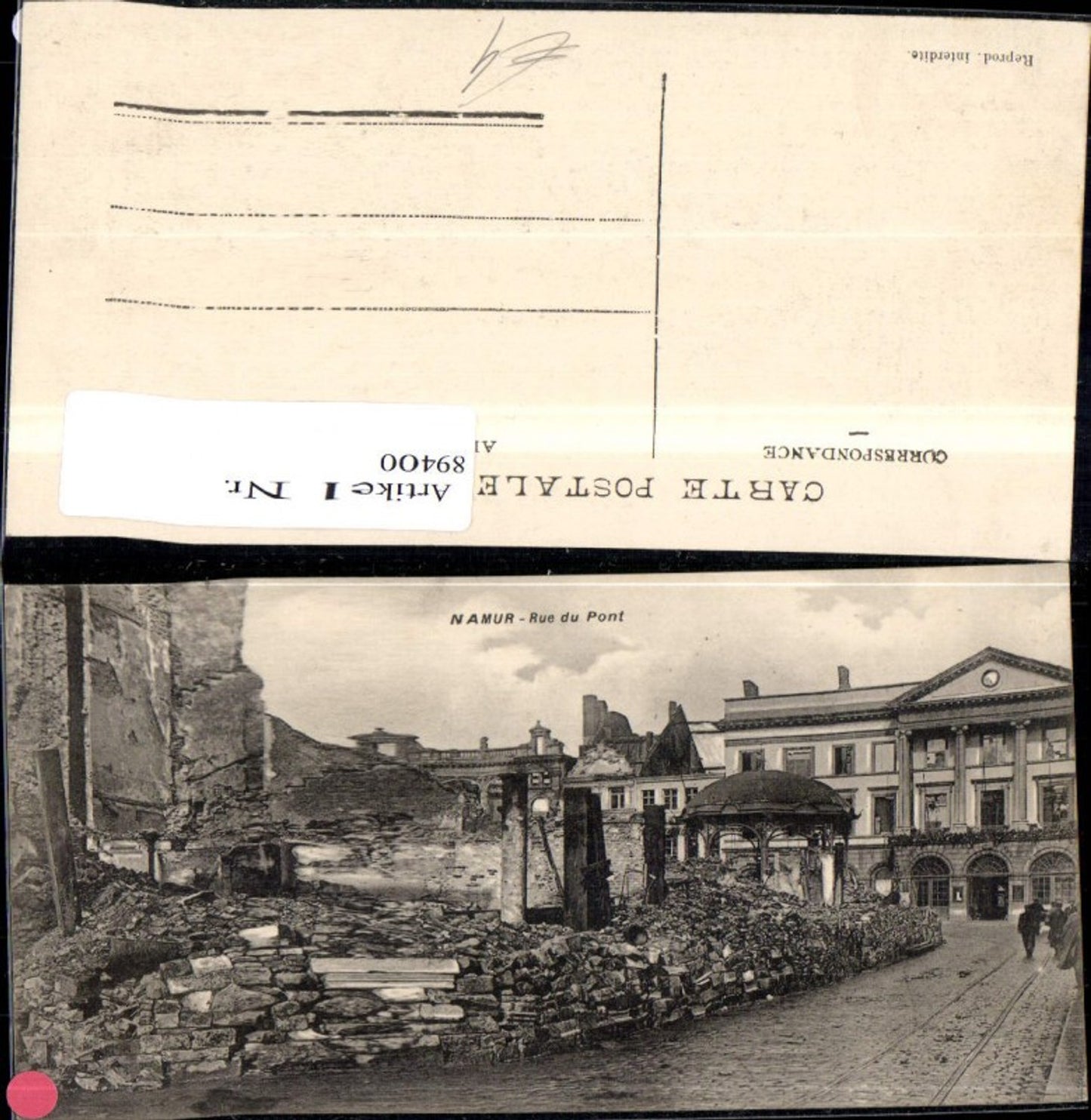 89400,Namur Rue du Pont Strassenansicht zersörte Häuser