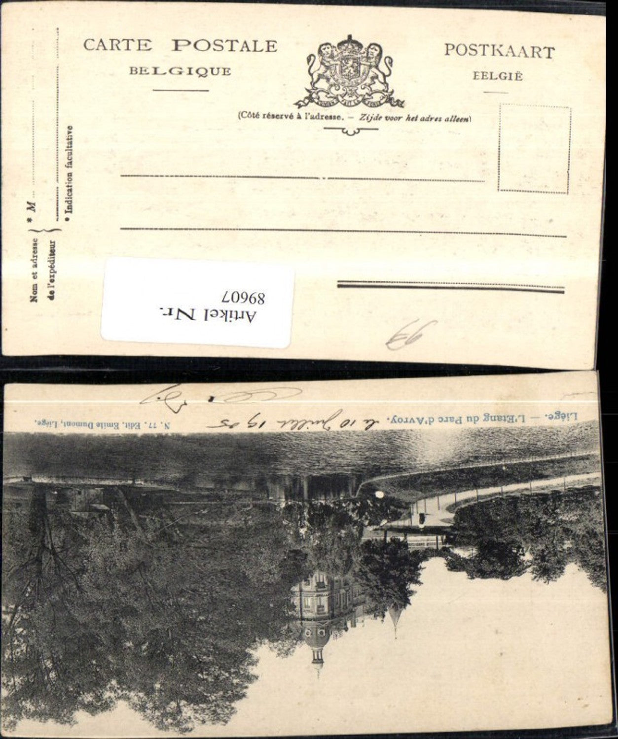 89607,Liege L´Etang du Parc d´Avroy Parkansicht 1905