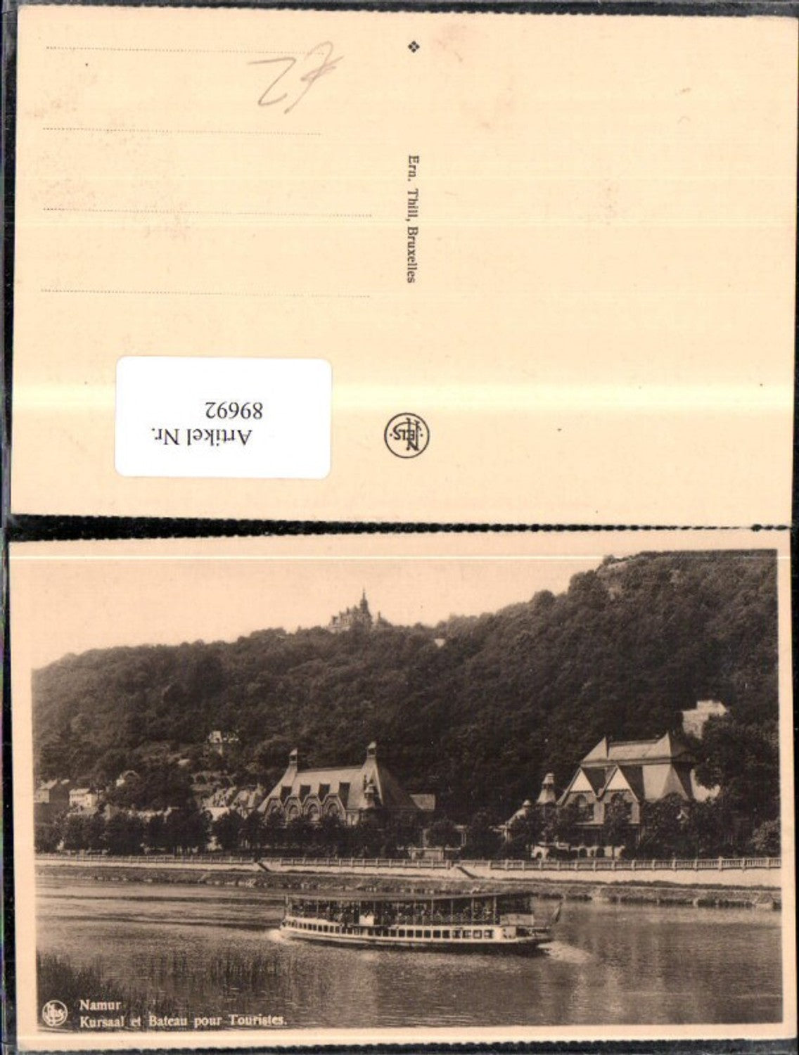 89692,Namur Kursaal et Bateau pour Touristes Flussansicht m. Schiff Dampfer