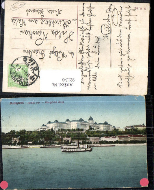 92138,Budapest Königliche Burg Ansicht m. Dampfer Schiffe