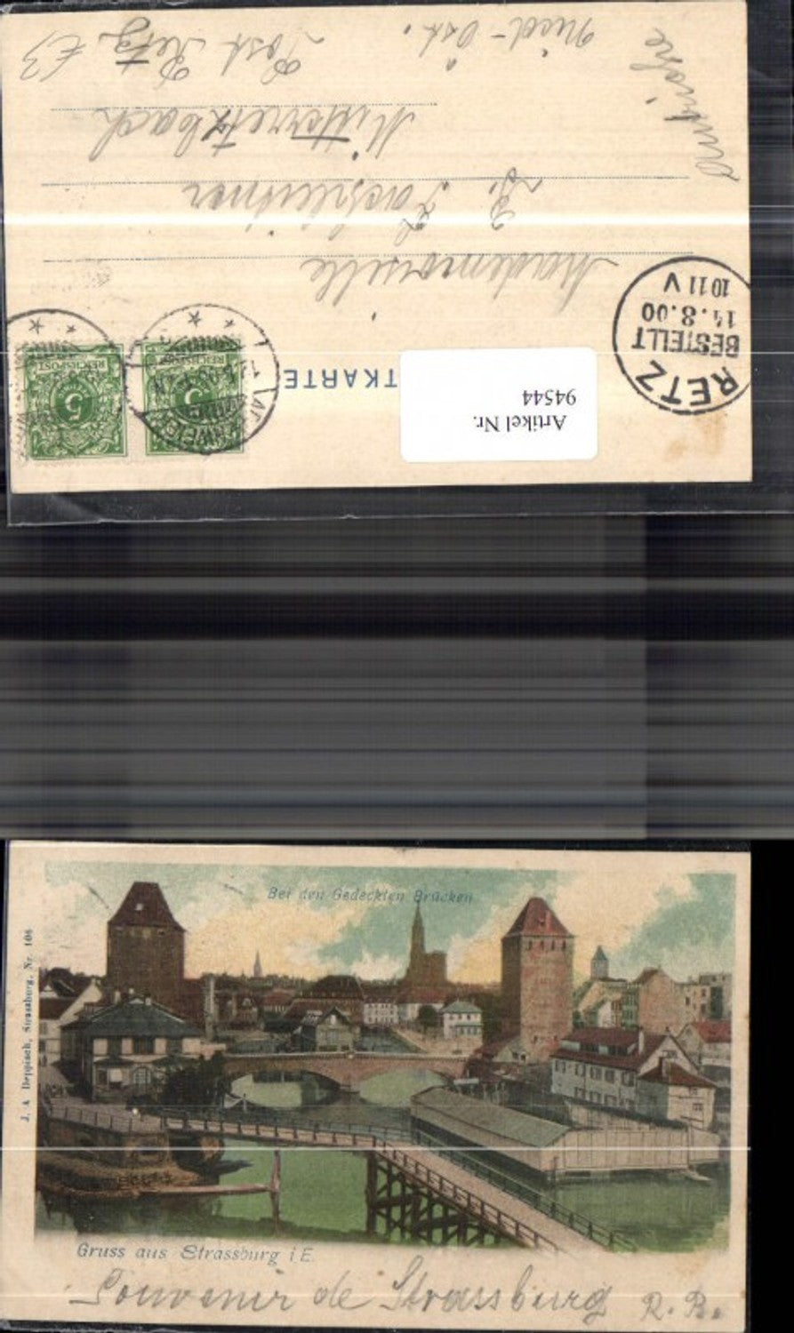94544,Strassburg Ansicht Gedeckte Brücken 1900