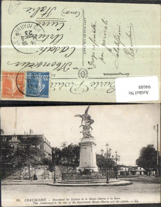 94688,Chaumont Ansicht Monument 1923