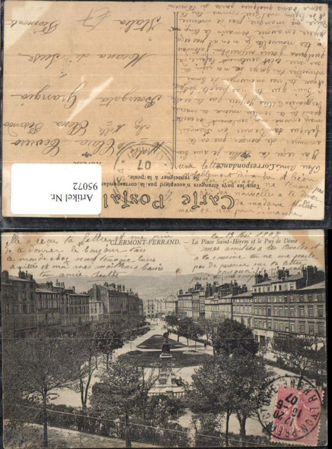 95072,Clermont-Ferrand La Place Saint-Herem et le Puy de Dome Platzansicht 1907