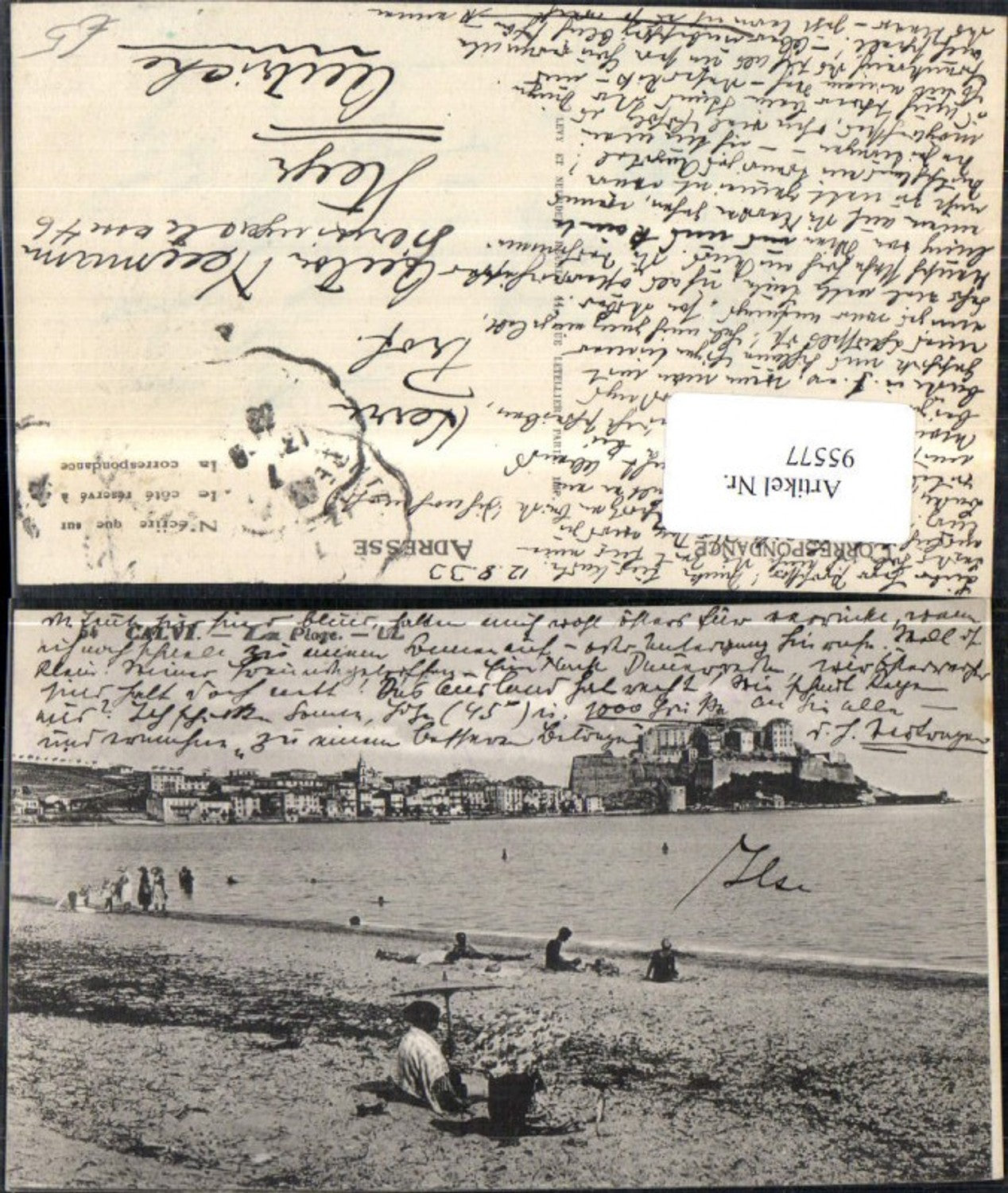 95577,Calvi Strand Küste 1933