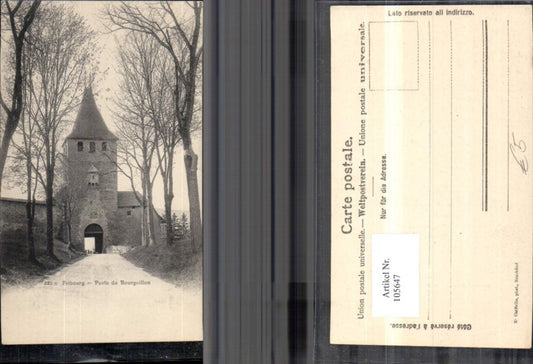 105647,Fribourg Porte de Bourguillon Ansicht Burgtor Turm Kanton Freiburg