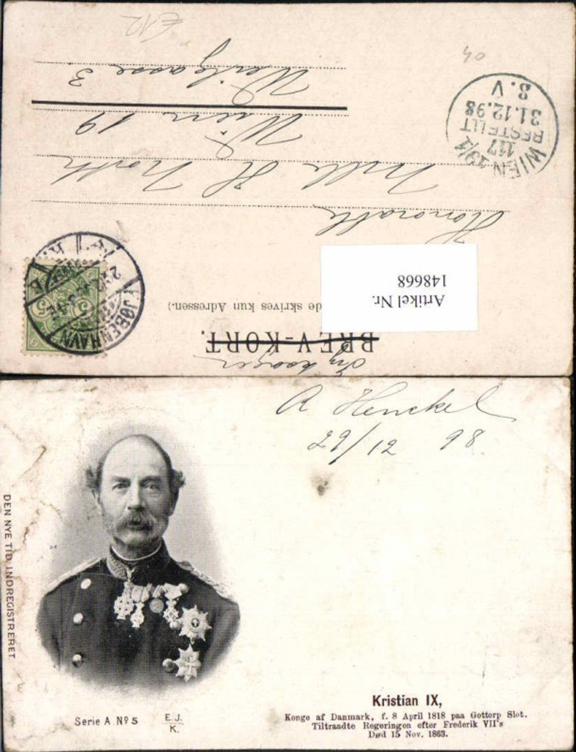 148668,Kristian IX König von Dänemark Orden