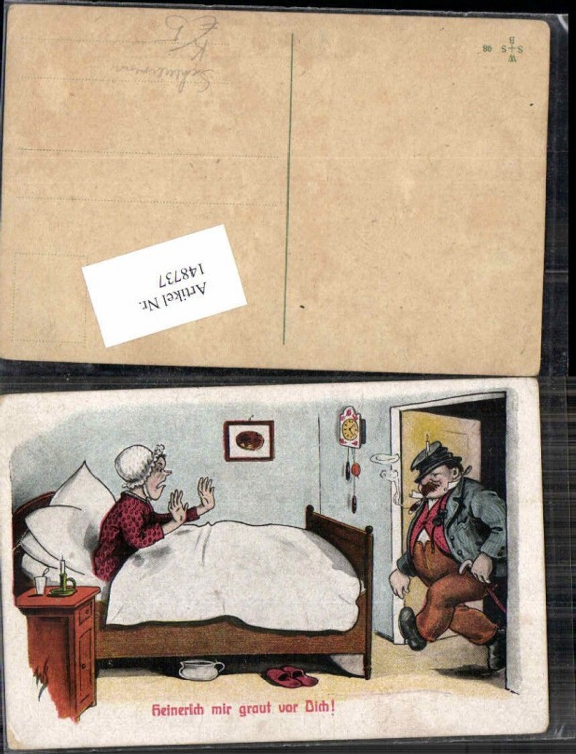 148737,Willi Scheuermann Scherzkarte Humor Juxkarte Betrunkener Mann Frau Mann
