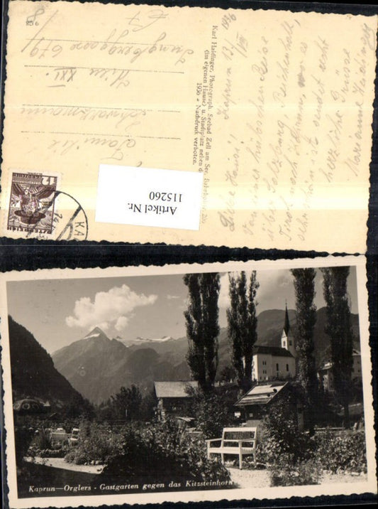 115260,Kaprun Orglers Gastgarten geg. d. Kitzsteinhorn 1936