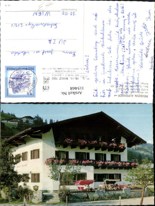 115468,Pension Alpenhof Saalbach Bes. E Schwabl Front 1981