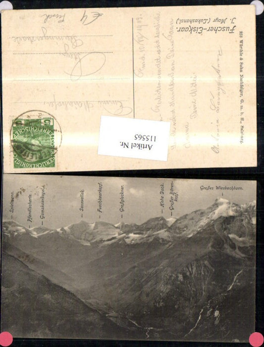 115565,Fuscher Eiskaar Gipfelkarte Ferleiten Fusch 1913