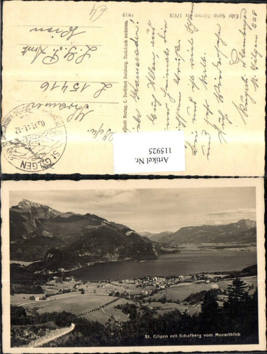 115925,St. Gilgen m. Schafberg v. Mozartblick 1941