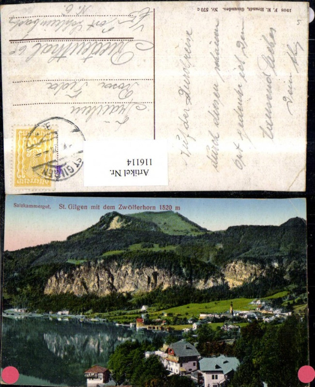 116114,St Gilgen m. d. Zölferhorn 1924 pub Brandt 570