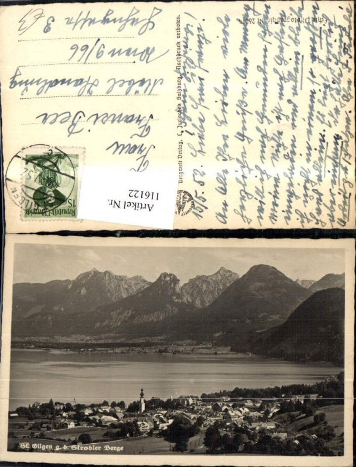 116122,St Gilgen g. d. Strobler Berge 1952