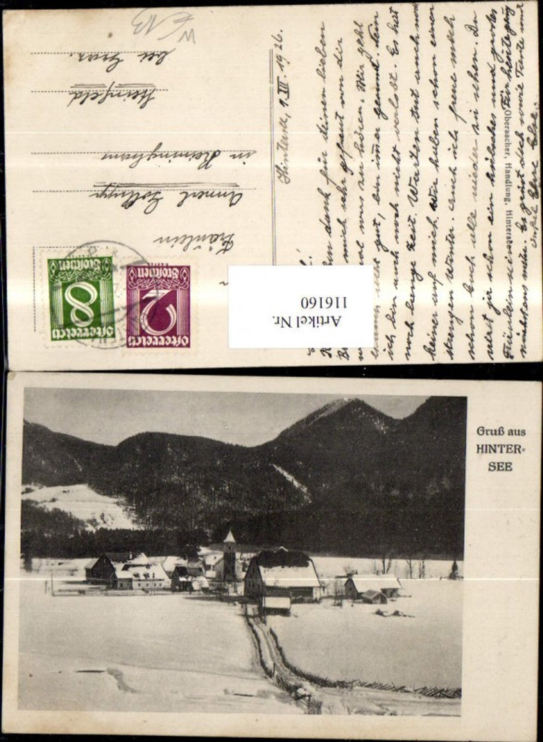 116160,Gruss aus Hintersee Ramsau Winteransicht 1926