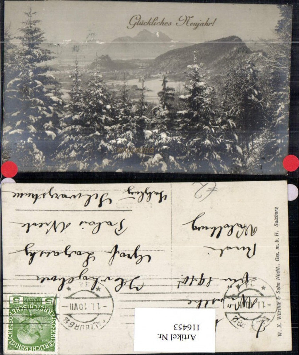 116453, Salzburg Happy New Year Winter view 1910