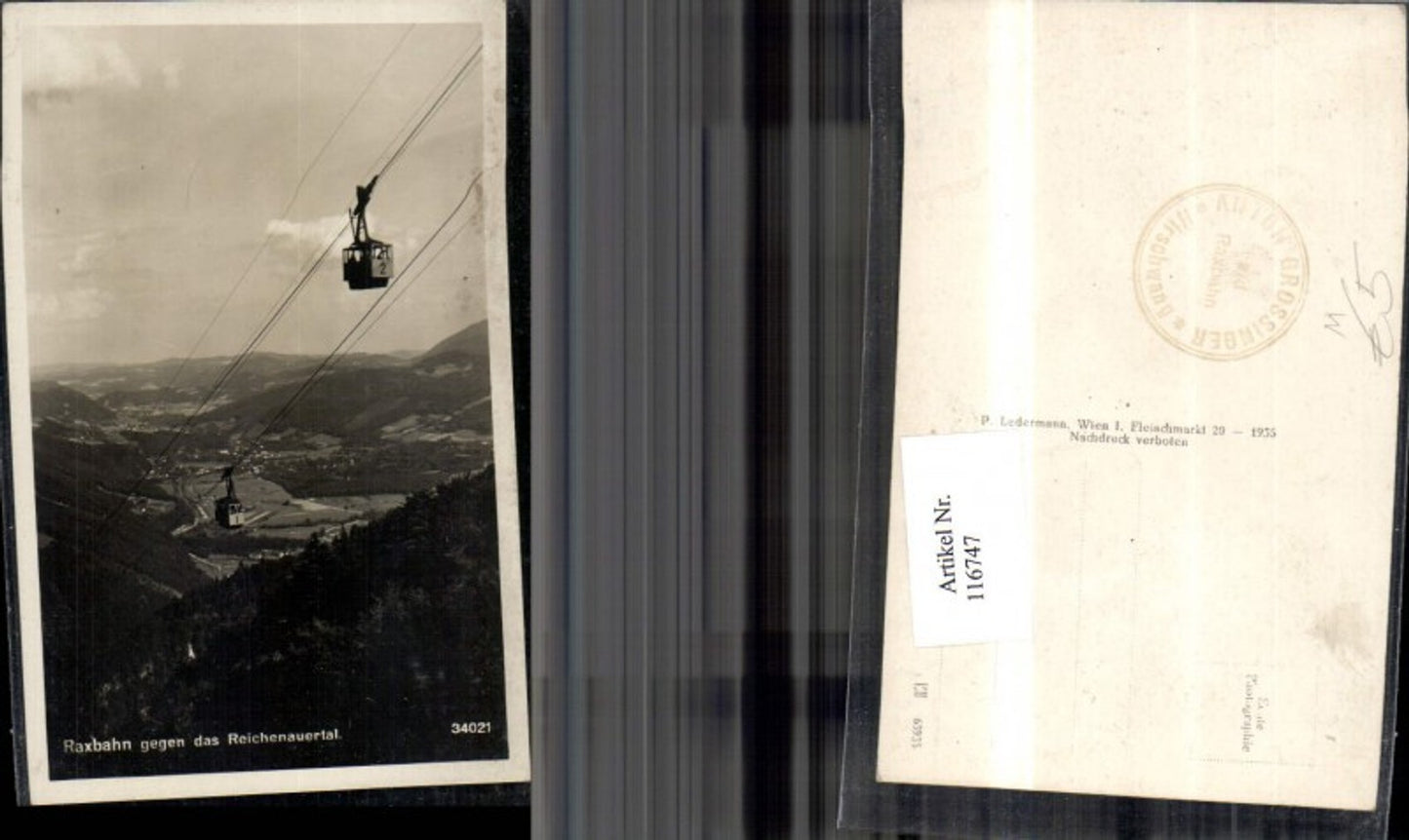 116747,Raxbahn geg. d. Reichenauertal Seilbahn Reichenau