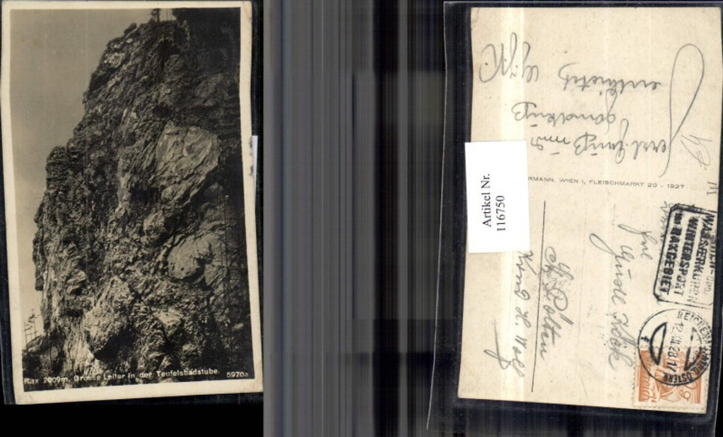 116750,Rax Grosse Leiter i. d. Teufelsbadstube Felswand 1928 Reichenau