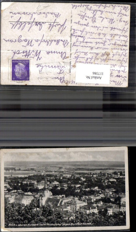 117386,Baden Blick v. Oberen Kurpark b. Rudolfshof geg. Kurstadt Baden 1942
