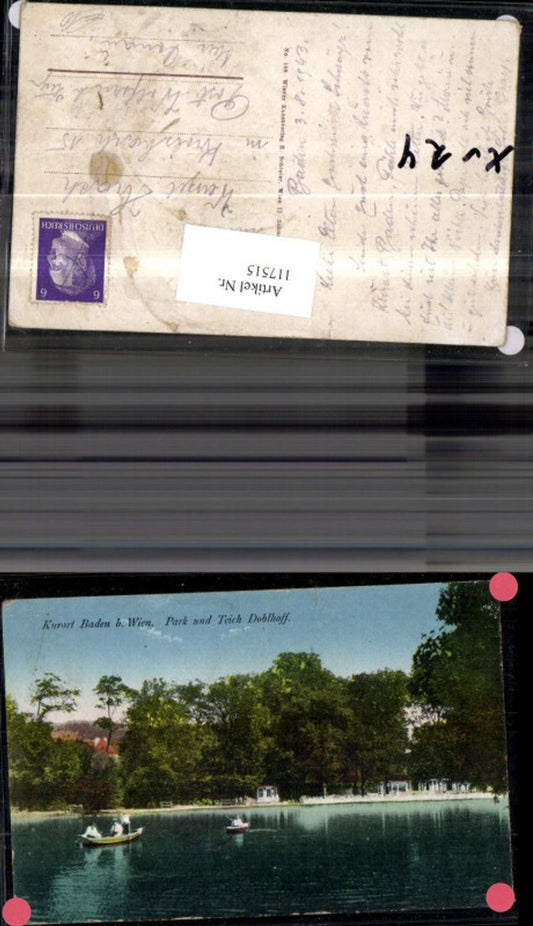 117515,Baden b. Wien Park u. Teich Doblhoff 1943