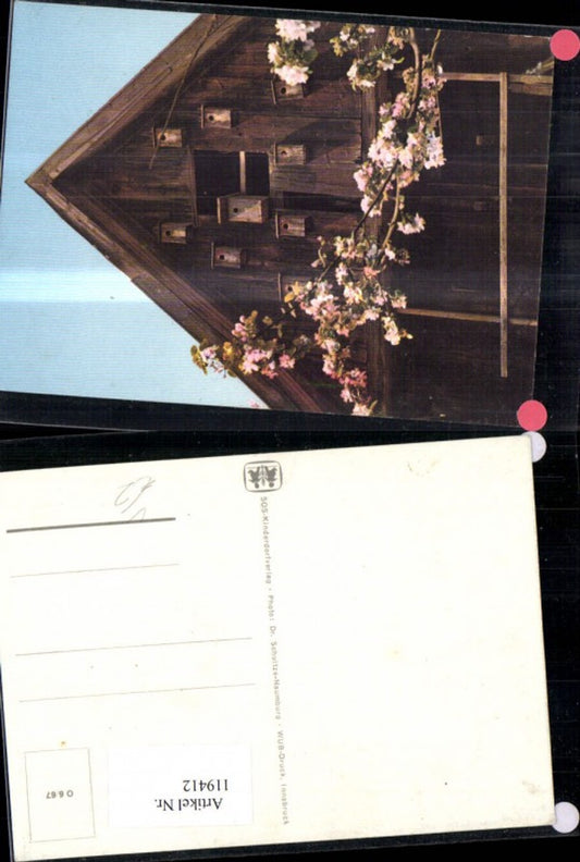119412,SOS Kinderdorf Haus m. Vogelhäuser u. Blütenzweig O 6/67