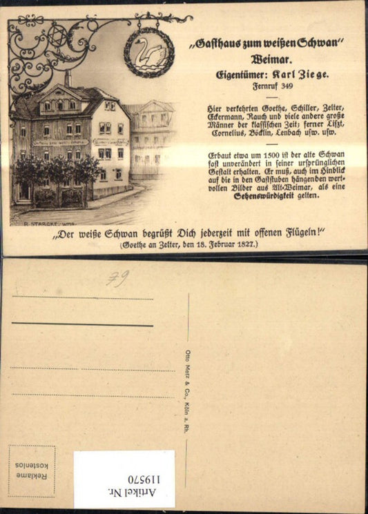 119570,Reklamekarte Weimar Gasthaus zum weißen Schwan