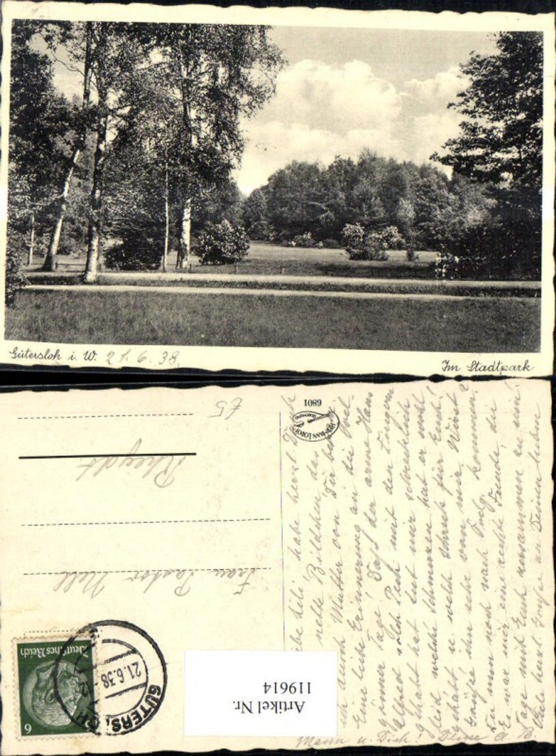 119614,Gütersloh i. Westfalen Stadtpark 1938