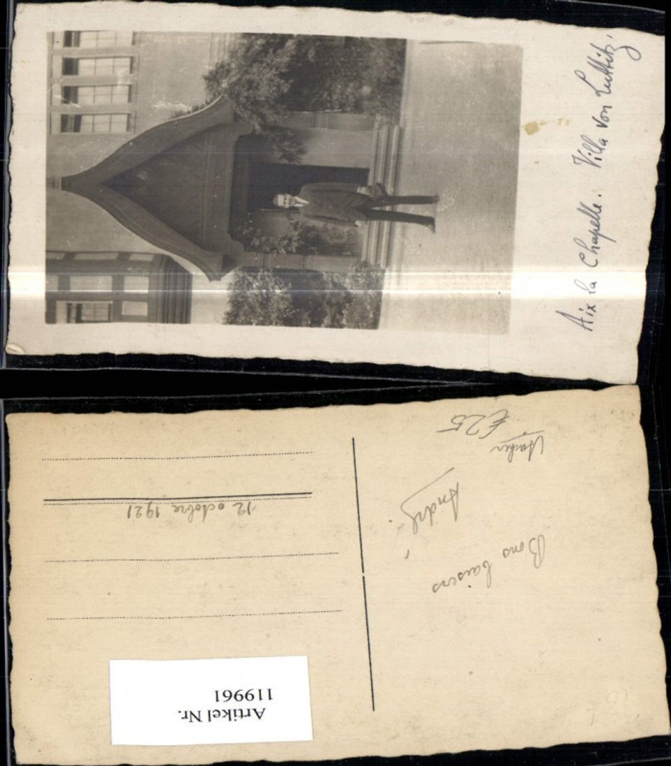 119961,Aachen Hausansicht m. Mann Villa von Luttitz 1921