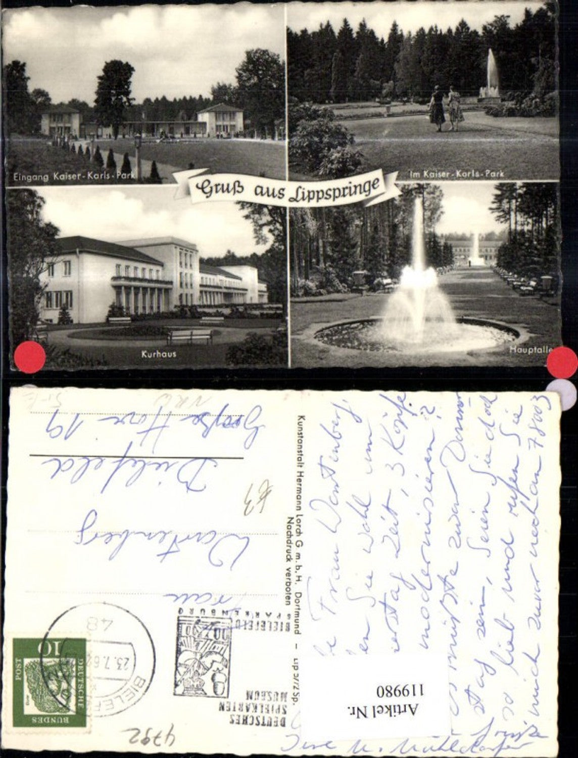 119980,Gruß aus Lippspringe MehrbildAk Kurhaus Hauptallee 1962