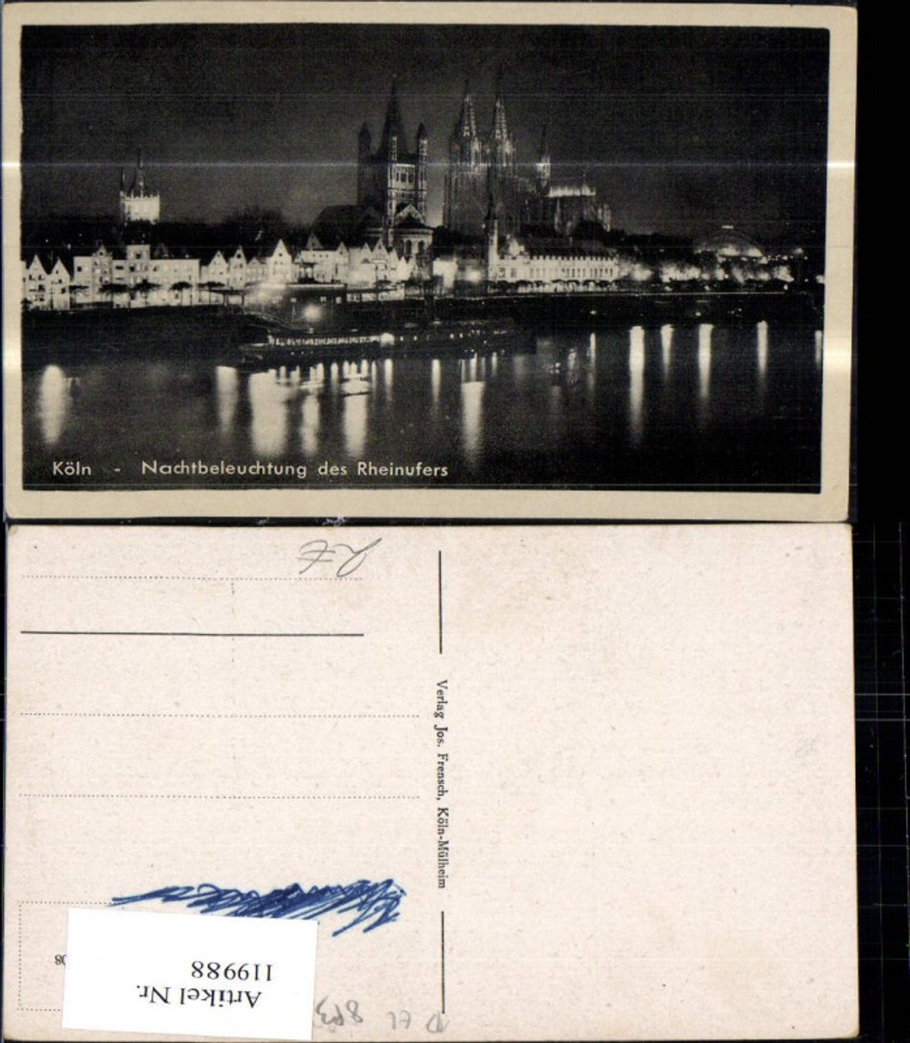 119988,Köln Nachtbeleuchtung d. Rheinufers