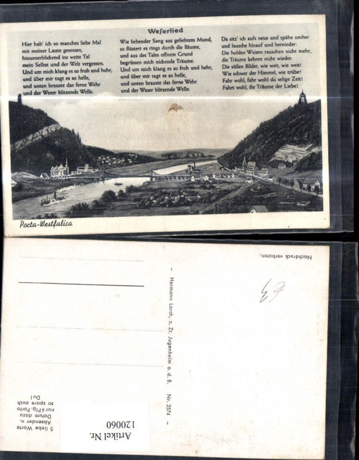 120060,Porta Westfalica Ak m. Weserliedtext