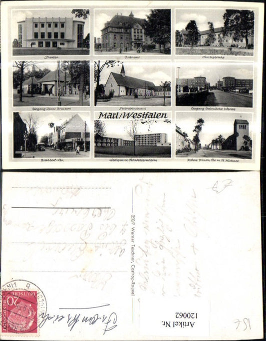 120062,Marl/Westfalen MehrbildAk Rathaus Amtsgericht Bassertstrassse Zeche Bassert 1955