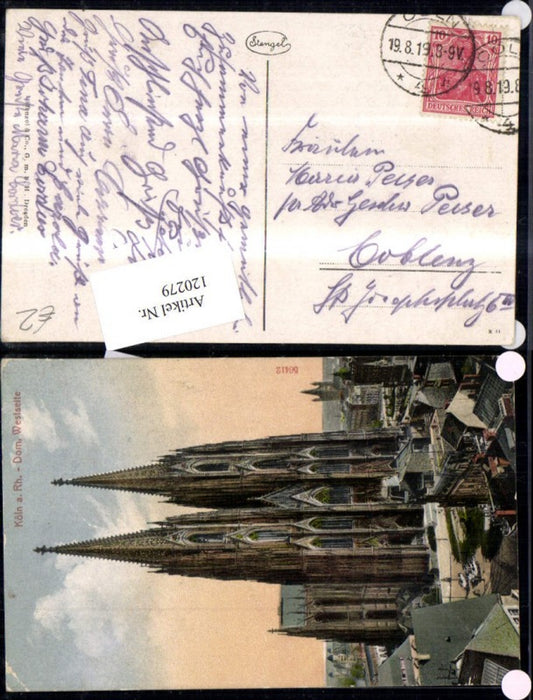 120279,Köln a. Rhein Dom Westseite 1919