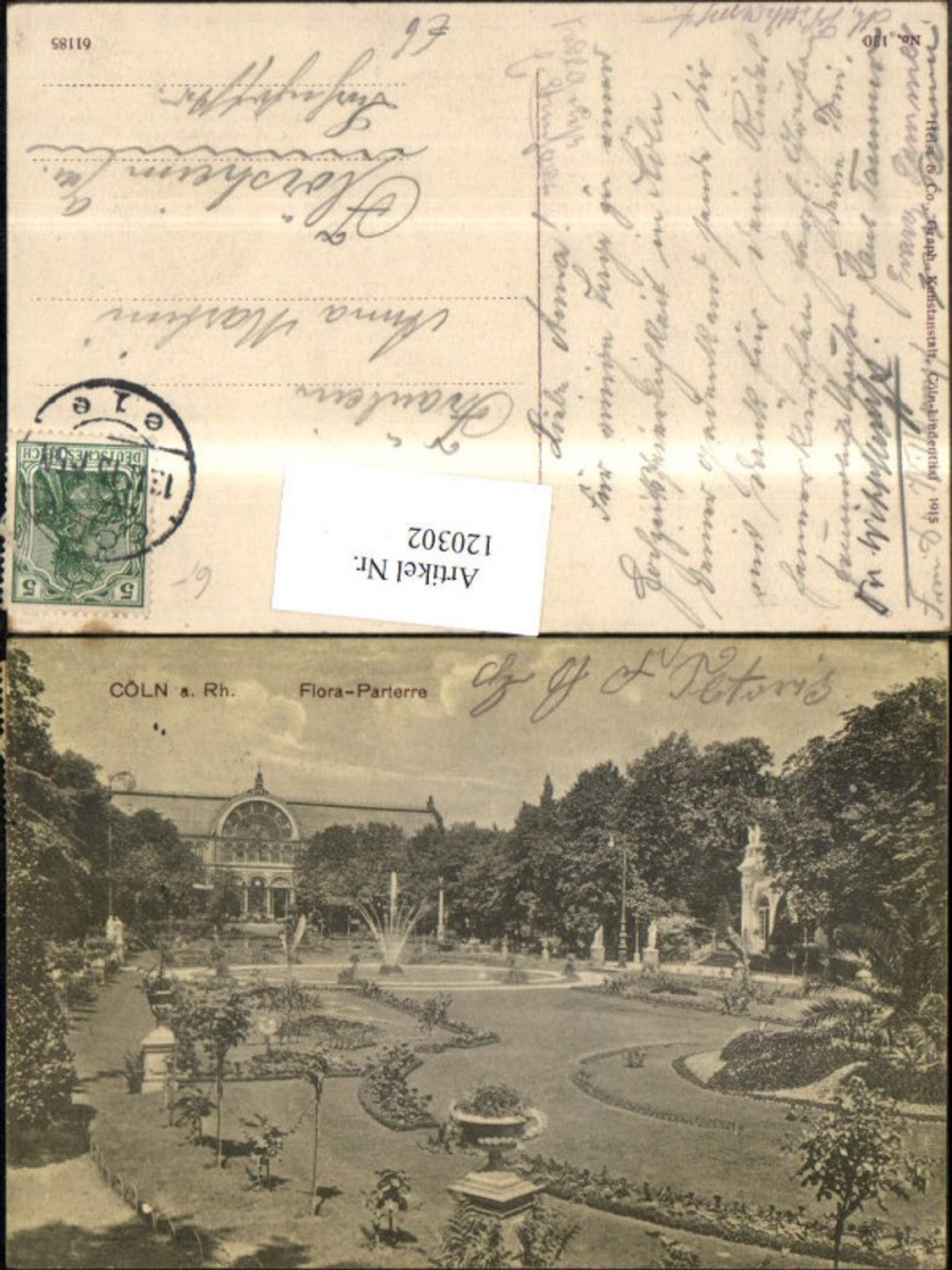 120302,Cöln Köln a. Rhein Flora-Parterre 1915