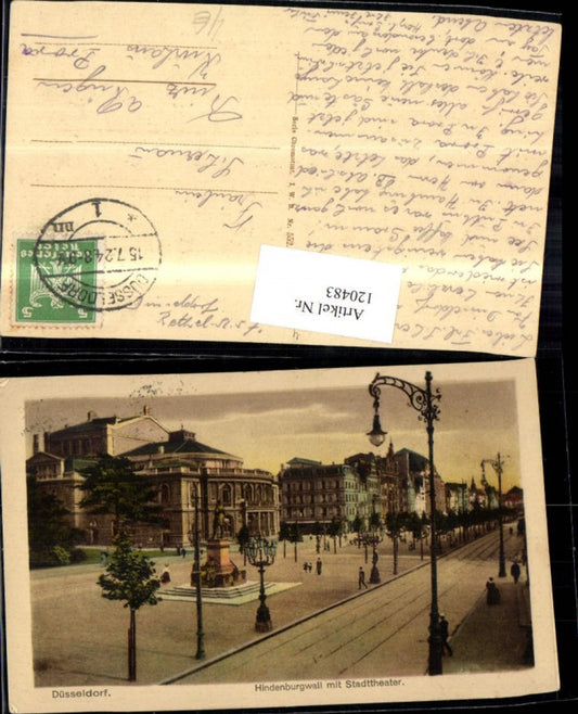 120483,Düsseldorf Hindenburgwall m. Stadttheater Strassenansicht 1924