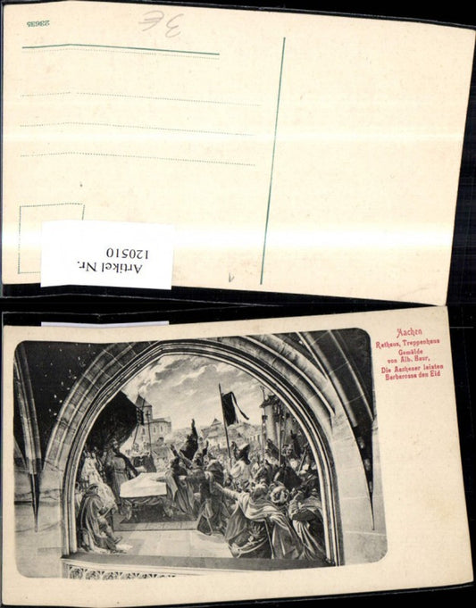 120510,Aachen Rathaus Treppenhaus Gemälde v. Baur