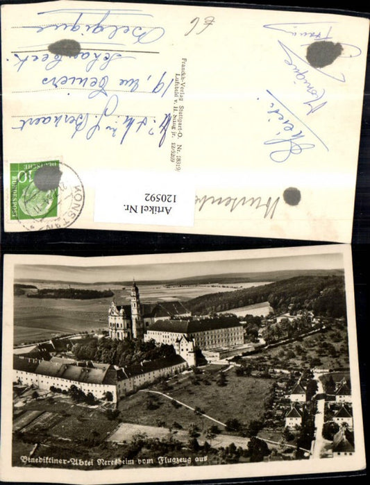120592, Neresheim Benedictine Abbey aerial photograph 1954