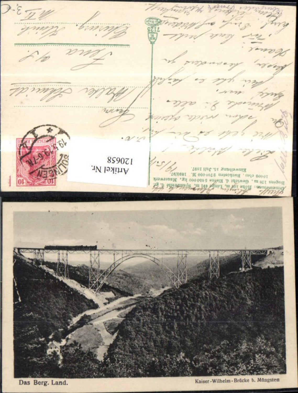 120658,Müngsten Bergische Land Kaiser Wilhelm-Brücke 1919