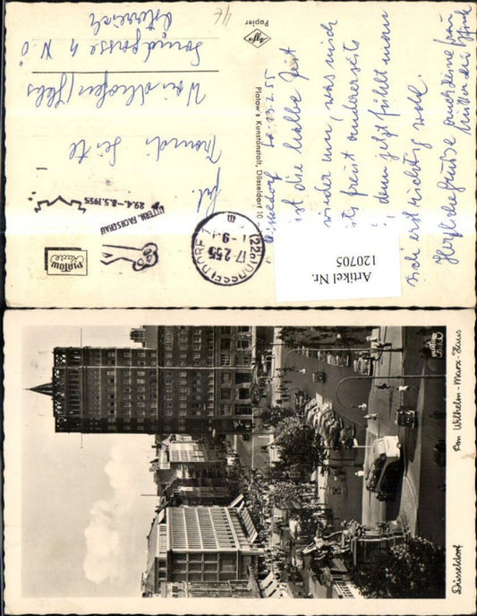 120705,Düsseldorf Am Wilhelm-Marx-Haus Autobus Auto VW Käfer 1955