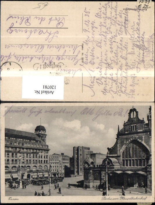 120781,Essen Hauptbahnhof Strassenansicht Automobile 1925