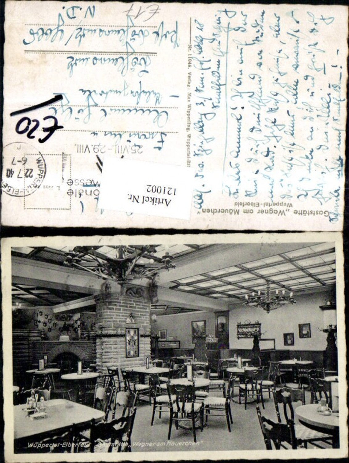 121002,Wuppertal Elberfeld Gaststätte Wagner am Mäuerchen 1940 Innenansicht Gaststube