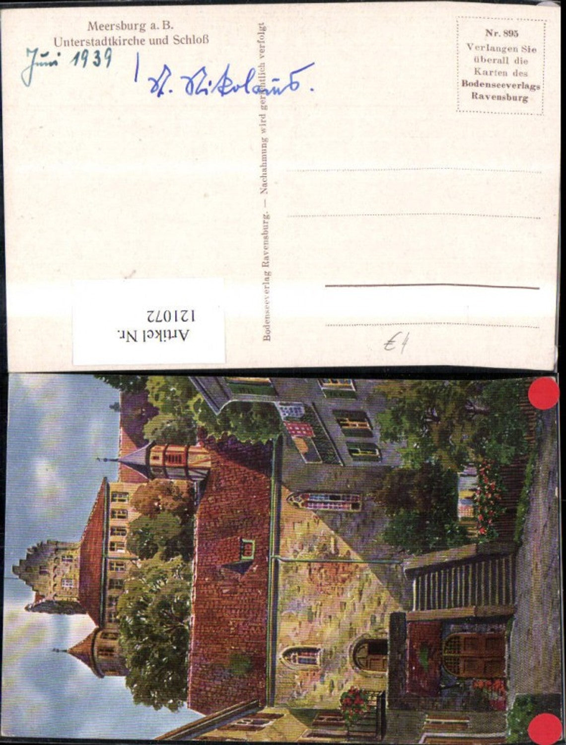 121072,Meersburg a. Bodensee Unterstadtkirche u. Schloß 1939