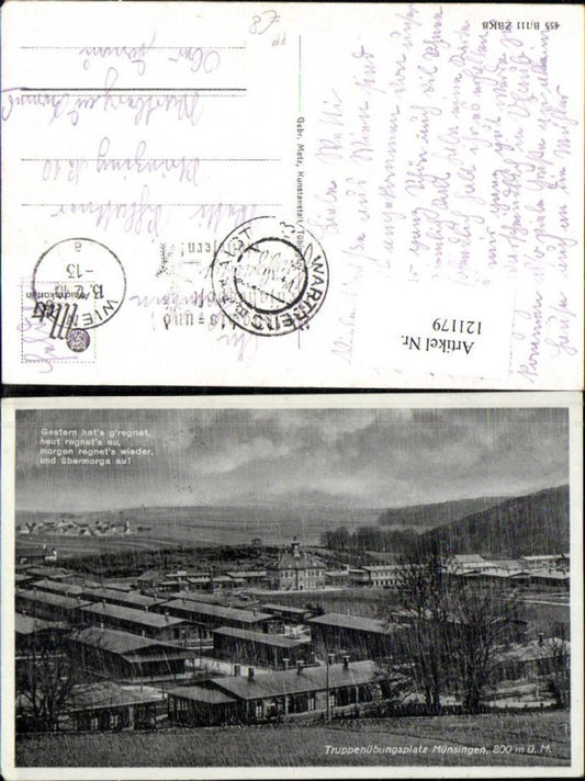 121179, Münsingen military training area, Ak with saying 1940, field post Wartberg ad Aist barracks