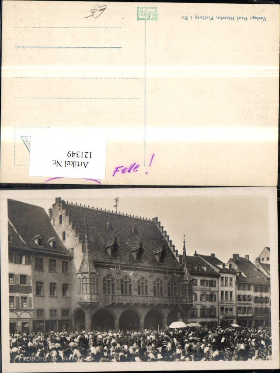 121349,Freiburg i. Breisgau Kaufhaus Strassenansicht m. Menschenansammlung