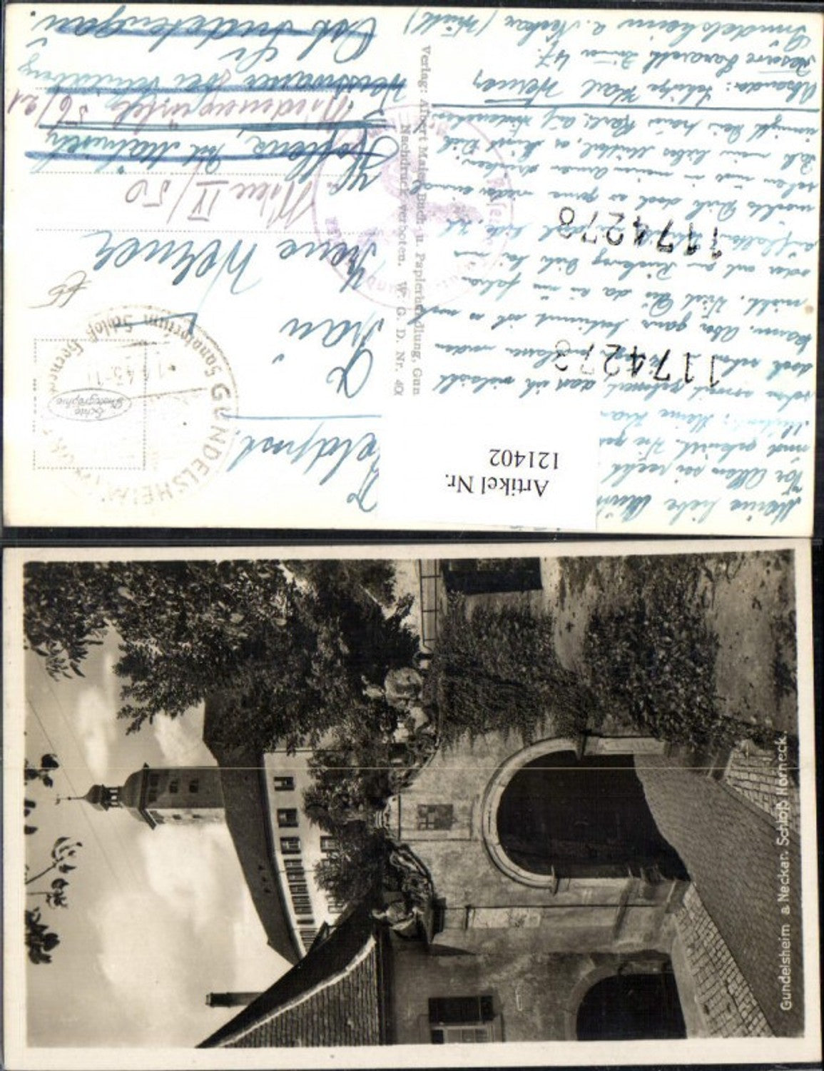 121402,Gundelsheim a. Neckar Schloß Horneck 1943